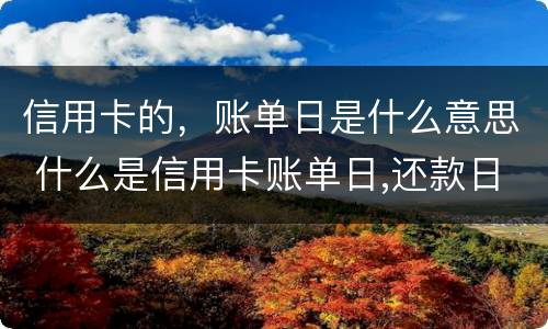 信用卡的，账单日是什么意思 什么是信用卡账单日,还款日