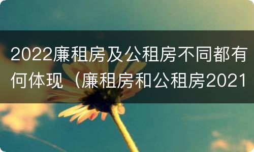 2022廉租房及公租房不同都有何体现（廉租房和公租房2021年最新通知）