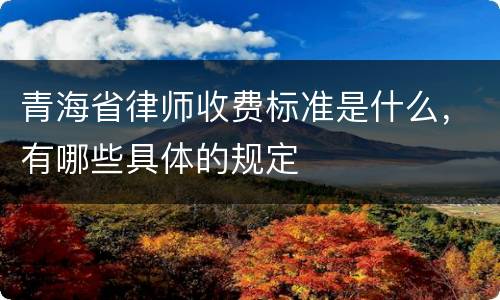 青海省律师收费标准是什么，有哪些具体的规定
