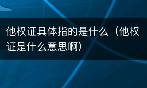 他权证具体指的是什么（他权证是什么意思啊）