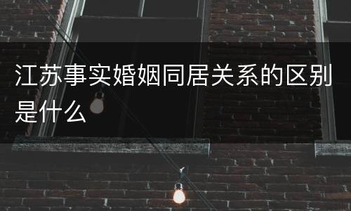 江苏事实婚姻同居关系的区别是什么