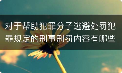 对于帮助犯罪分子逃避处罚犯罪规定的刑事刑罚内容有哪些