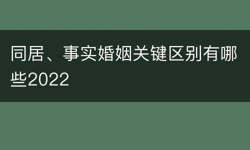 同居、事实婚姻关键区别有哪些2022