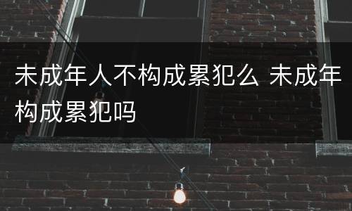 未成年人不构成累犯么 未成年构成累犯吗