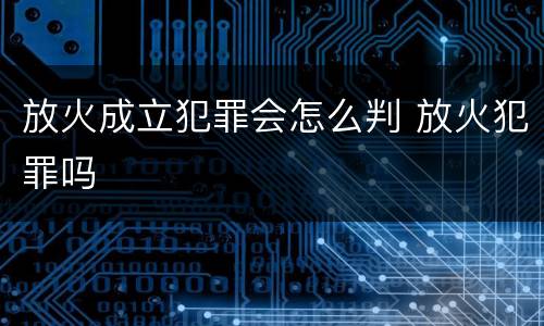 放火成立犯罪会怎么判 放火犯罪吗
