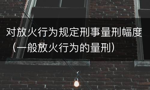 对放火行为规定刑事量刑幅度（一般放火行为的量刑）