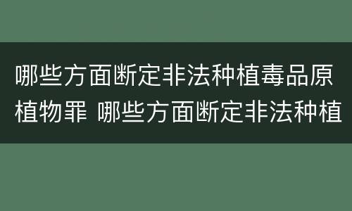 哪些方面断定非法种植毒品原植物罪 哪些方面断定非法种植毒品原植物罪行