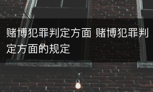赌博犯罪判定方面 赌博犯罪判定方面的规定