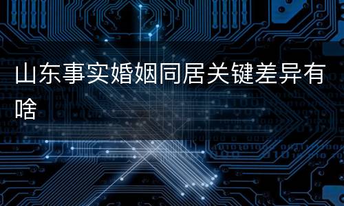 山东事实婚姻同居关键差异有啥