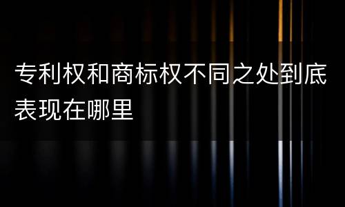 专利权和商标权不同之处到底表现在哪里