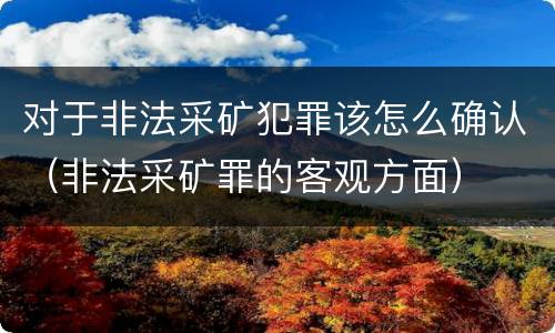 对于非法采矿犯罪该怎么确认（非法采矿罪的客观方面）