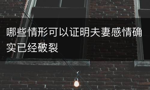 哪些情形可以证明夫妻感情确实已经破裂