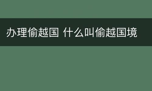 办理偷越国 什么叫偷越国境