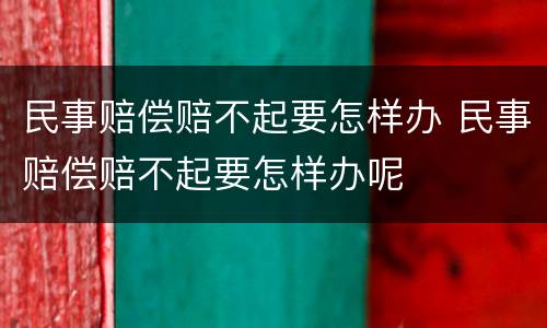 民事赔偿赔不起要怎样办 民事赔偿赔不起要怎样办呢