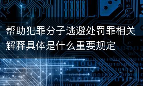 帮助犯罪分子逃避处罚罪相关解释具体是什么重要规定