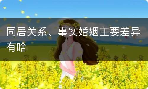 同居关系、事实婚姻主要差异有啥