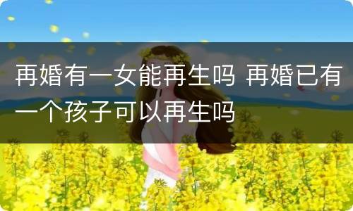 再婚有一女能再生吗 再婚已有一个孩子可以再生吗