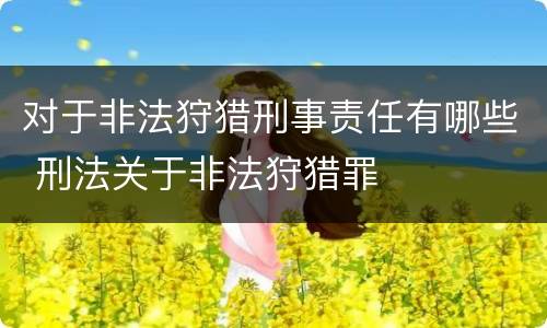 对于非法狩猎刑事责任有哪些 刑法关于非法狩猎罪