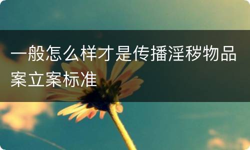 一般怎么样才是传播淫秽物品案立案标准