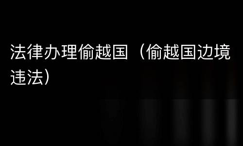 法律办理偷越国（偷越国边境违法）