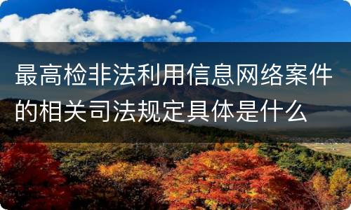 最高检非法利用信息网络案件的相关司法规定具体是什么