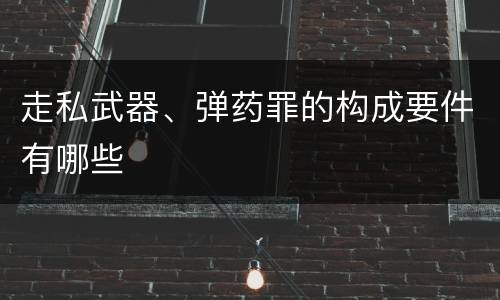 走私武器、弹药罪的构成要件有哪些