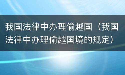 我国法律中办理偷越国（我国法律中办理偷越国境的规定）