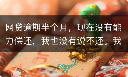 网贷逾期半个月，现在没有能力偿还，我也没有说不还。我该怎么做