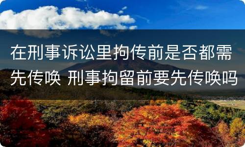 在刑事诉讼里拘传前是否都需先传唤 刑事拘留前要先传唤吗