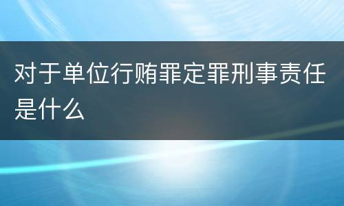 对于单位行贿罪定罪刑事责任是什么