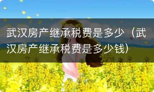 武汉房产继承税费是多少（武汉房产继承税费是多少钱）