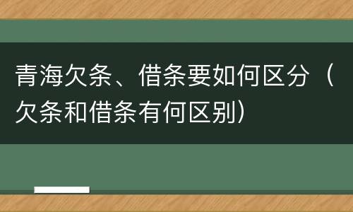 青海欠条、借条要如何区分（欠条和借条有何区别）