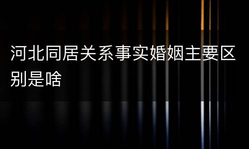 河北同居关系事实婚姻主要区别是啥