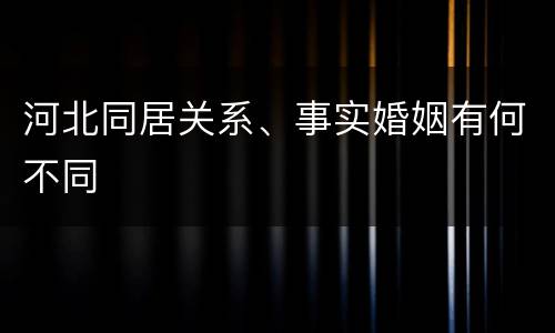 河北同居关系、事实婚姻有何不同