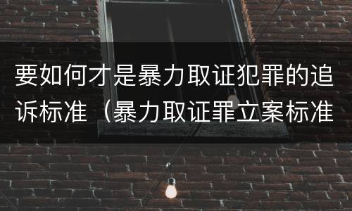 要如何才是暴力取证犯罪的追诉标准（暴力取证罪立案标准）