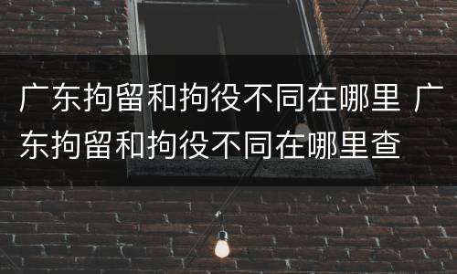 广东拘留和拘役不同在哪里 广东拘留和拘役不同在哪里查