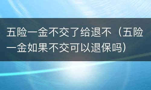 五险一金不交了给退不（五险一金如果不交可以退保吗）