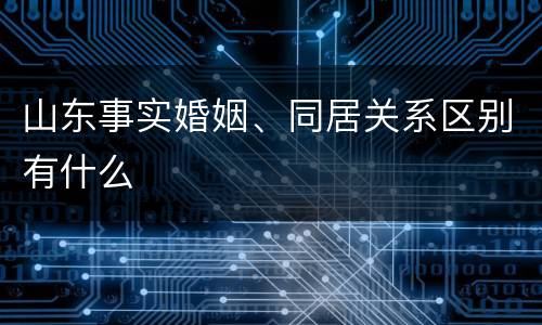山东事实婚姻、同居关系区别有什么