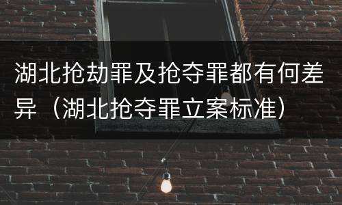 湖北抢劫罪及抢夺罪都有何差异（湖北抢夺罪立案标准）