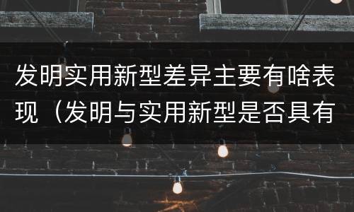 发明实用新型差异主要有啥表现（发明与实用新型是否具有实用性）