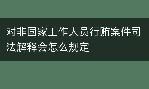 对非国家工作人员行贿案件司法解释会怎么规定