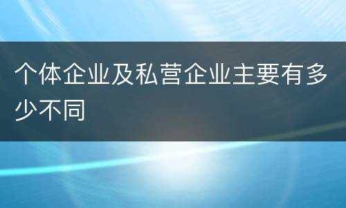 个体企业及私营企业主要有多少不同