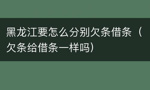 黑龙江要怎么分别欠条借条（欠条给借条一样吗）