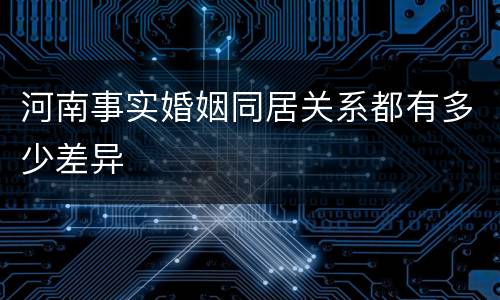 河南事实婚姻同居关系都有多少差异