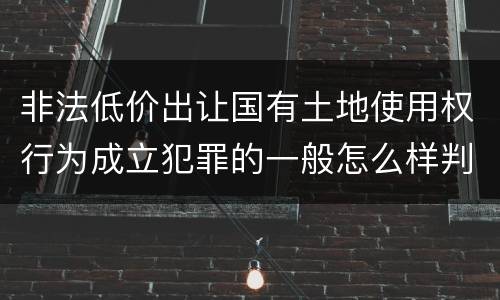 非法低价出让国有土地使用权行为成立犯罪的一般怎么样判