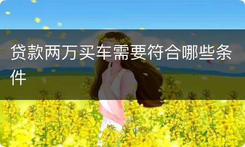 贷款两万买车需要符合哪些条件