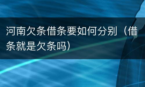 河南欠条借条要如何分别（借条就是欠条吗）