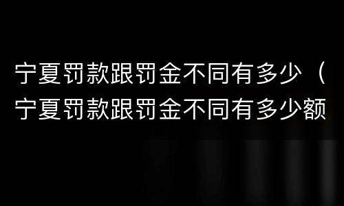 宁夏罚款跟罚金不同有多少（宁夏罚款跟罚金不同有多少额度）