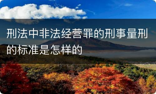 刑法中非法经营罪的刑事量刑的标准是怎样的