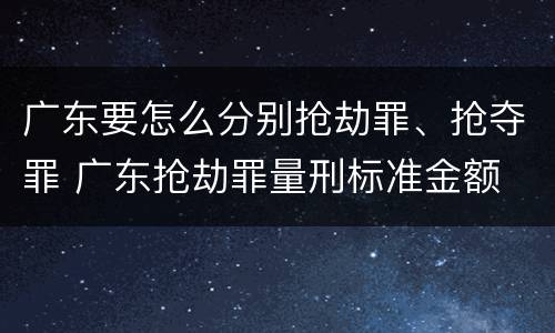 广东要怎么分别抢劫罪、抢夺罪 广东抢劫罪量刑标准金额